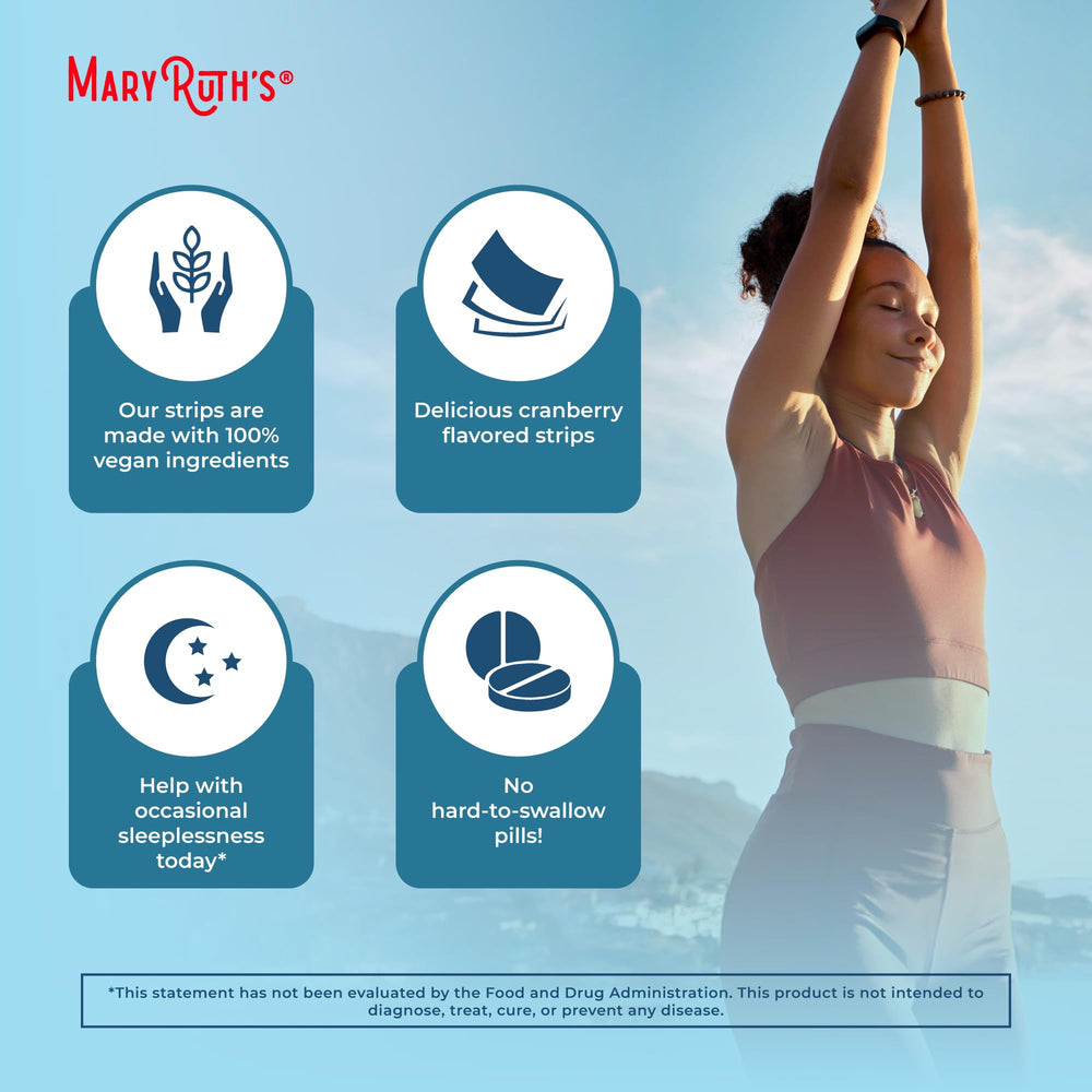 MaryRuth's Sleep Dissolving Strips 30-count bottle with label