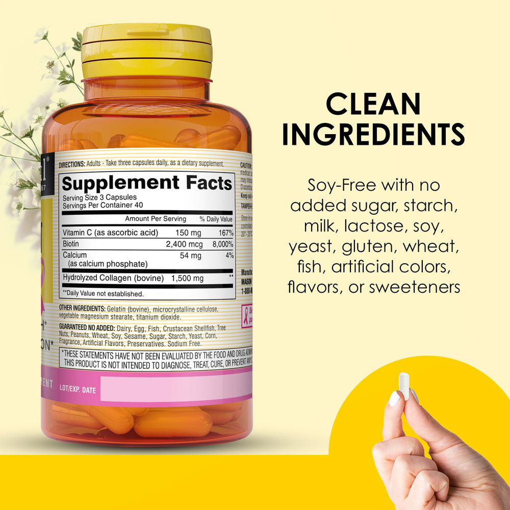 Allergen-free labeling on Mason Natural bottle