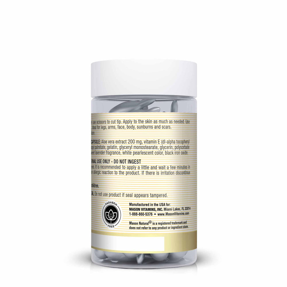 Aloe vera leaves and vitamin E capsules for natural skin care