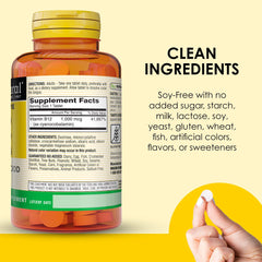 Nutrition facts label for Mason Natural B12 1000 mcg tablets