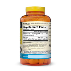 Close-up of a Mason Natural calcium tablet showing 500 mg from oyster shell