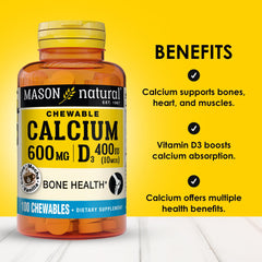 Close-up of Mason Natural Calcium 600 mg chewables showing Coffee Mocha flavor