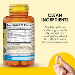 Ingredients and supplement facts for Mason Natural Calcium 600 mg with Vitamin D3