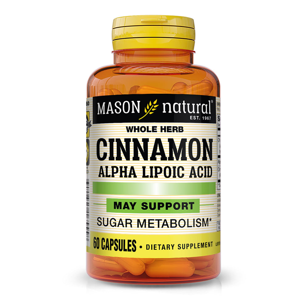 Bottle of Mason Natural Cinnamon Alpha Lipoic Acid Chromium 60 capsules