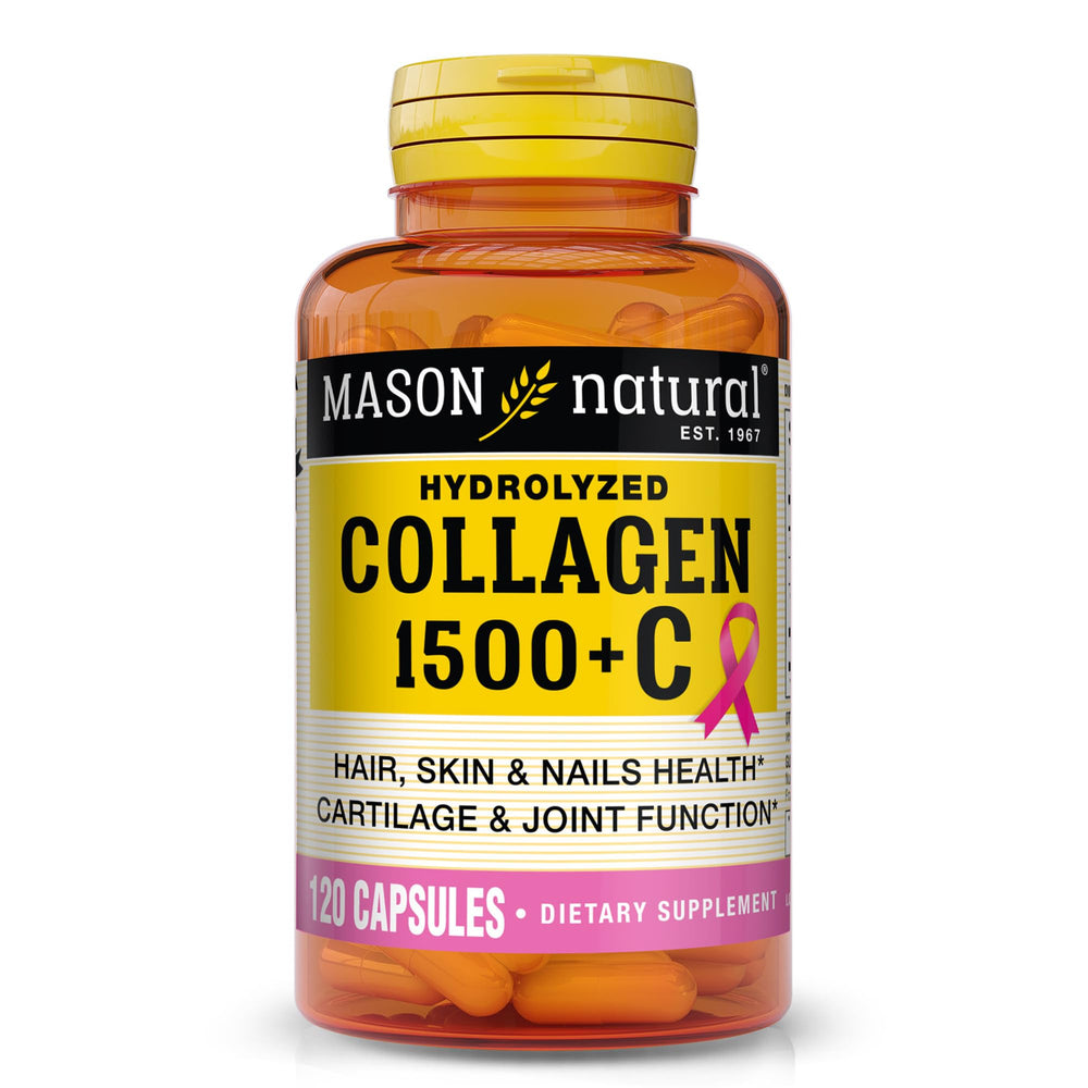 Mason Natural Collagen bottle with Vitamin C Biotin and Calcium label