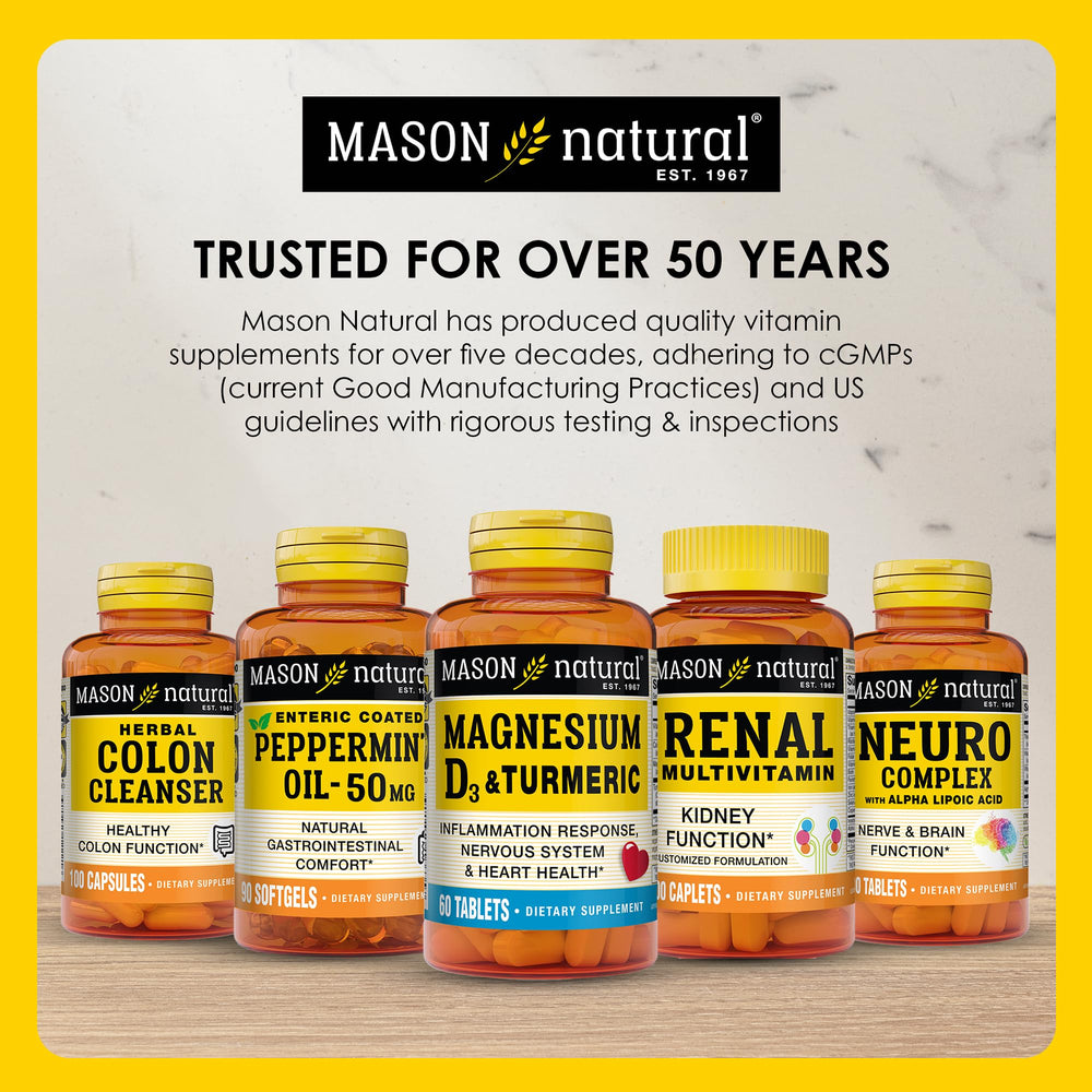 Mason Natural logo with 50+ years of trusted quality