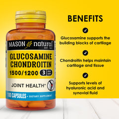 Close-up of Mason Natural Glucosamine Chondroitin 1500/1200 bottle label
