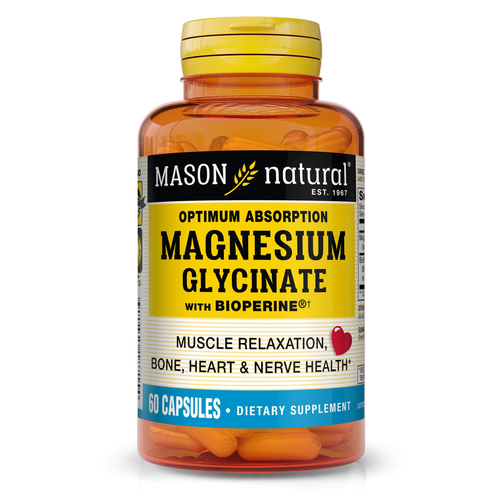 Mason Natural Magnesium Glycinate with Bioperine 240 mg, 60 capsules bottle