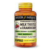 Bottle of Mason Natural Milk Thistle & Cranberry Liver & Kidney Cleanser 60 capsules