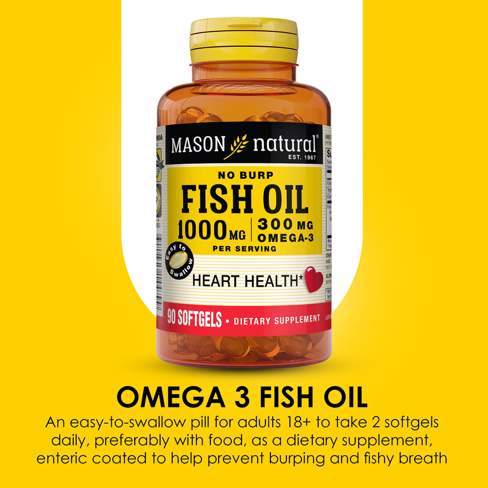 Mason Natural Omega-3 bottle featuring joint support messaging