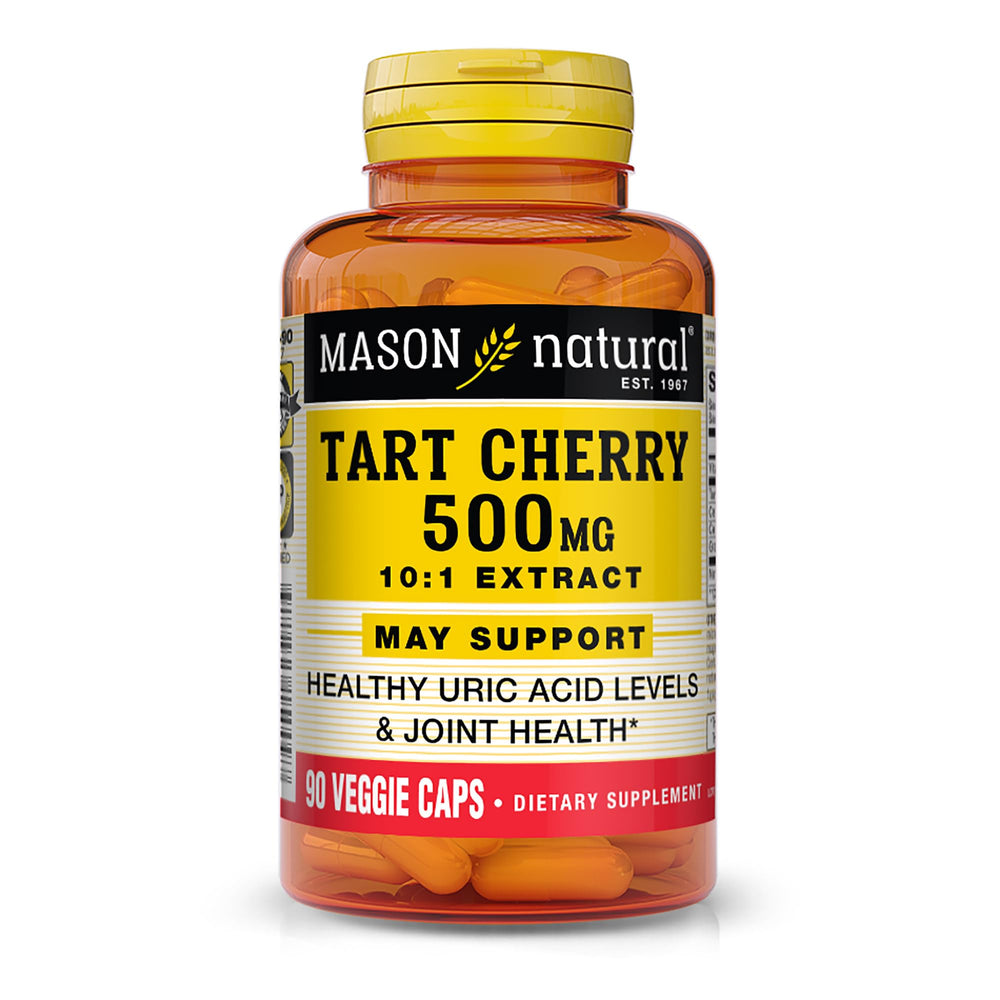 Mason Natural Tart Cherry 500 mg 10:1 extract veggie caps bottle, 90 capsules