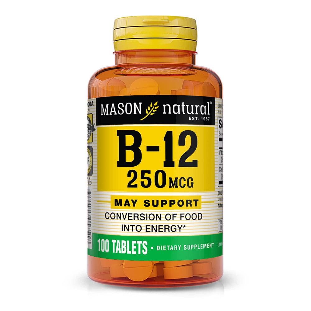 Bottle of Mason Vitamins Vitamin B12 250 mcg tablets