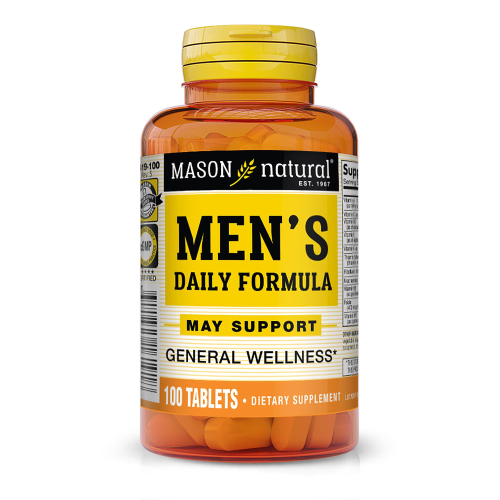 Front view of Mason Natural Mens Daily Formula bottle