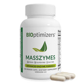 BIOptimizers MassZymes digestive enzymes bottle on white background