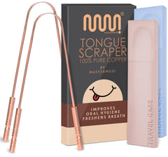 MasterMedi copper tongue scraper set of 2 with travel cases