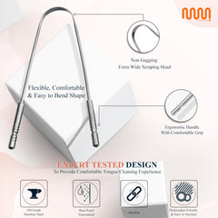 Ergonomic design tongue scraper with comfortable non-slip handles