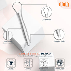 Ergonomic U-shaped tongue scraper design