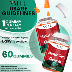 Pistacia lentiscus resin illustration alongside gummies