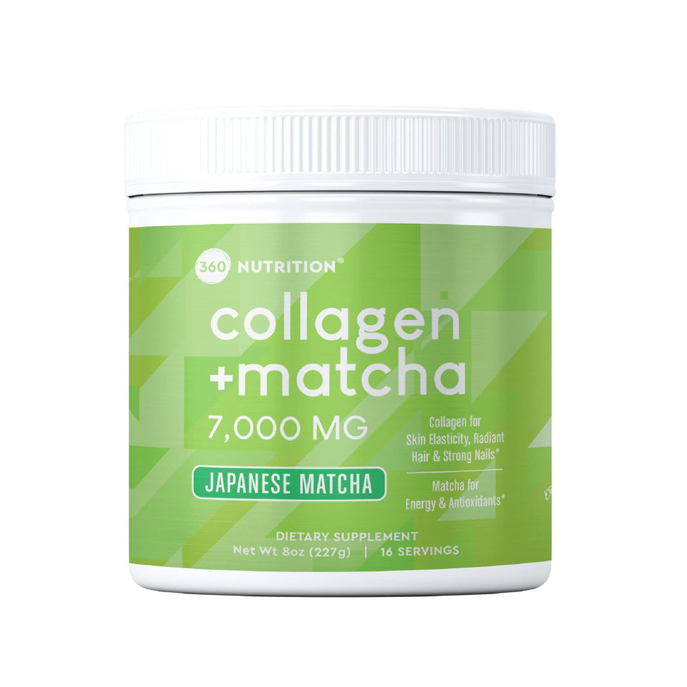 360 Nutrition Matcha Hydrolyzed Collagen Peptides powder jar, 8 oz