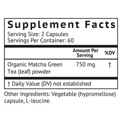 Close-up of MATCHAMAX Organic Japanese Matcha Capsules bottle label