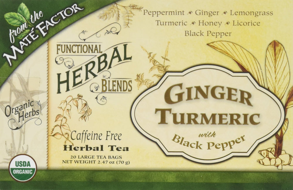 Mate Factor Ginger Turmeric with Black Pepper 20 Bags – tea sachets