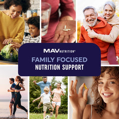 MAV Nutrition Metabolism Gummies on a desk with glass of water for daily use