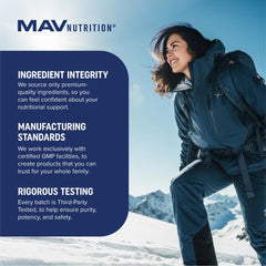 MAV Nutrition citrus softgel showcases burpless delivery for easy swallowing.