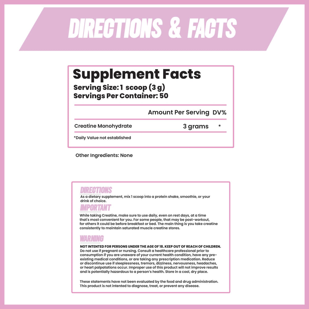 Creatine monohydrate powder for women - unflavored