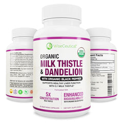 Front bottle of Max Absorption USDA Organic Milk Thistle 5:1 2000mg