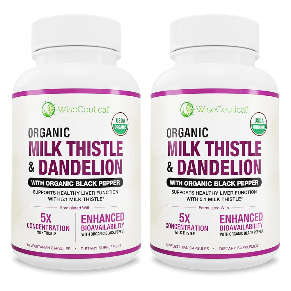 Bottle of Max Absorption Organic Milk Thistle 5:1 Extract with Dandelion Root