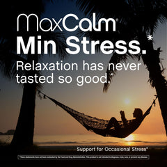 Max Calm Raspberry-Lemonade bottle label showing flavor and size