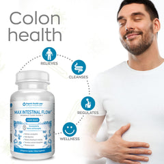 Back view of Max Intestinal Flow bottle with supplement facts