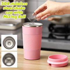 Maxdot stainless shaker pink side view highlights durable insulated bottle.
