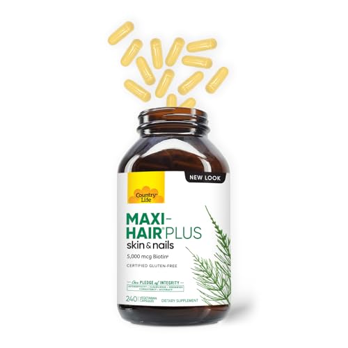 Country Life Maxi-Hair Plus Biotin bottle with label visible