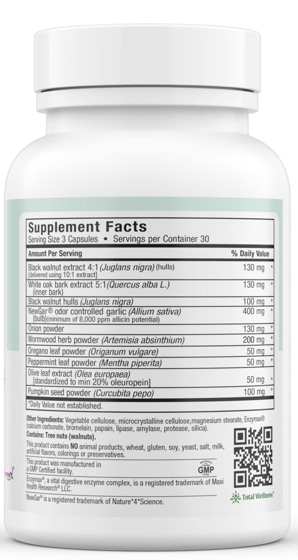 Close-up of Maxi Health Intestinal Cleanse bottle with label