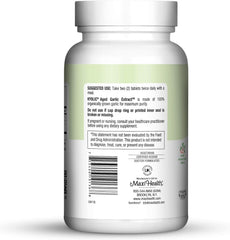 Kosher-certified vegetarian garlic tablets labeled Maxi Health with Enzymax