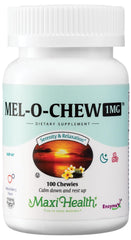 Maxi Health Mel-O-Chew 1mg melatonin packaging with berry flavor