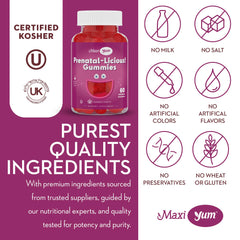 60-count packaging of Maxi Health prenatal gummies