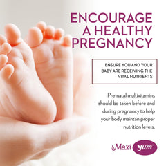 Prenatal vitamins with iron and folic acid for fetal development