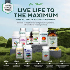 Maxi Health supplement facts panel with dosage info and nutrient coverage for parents