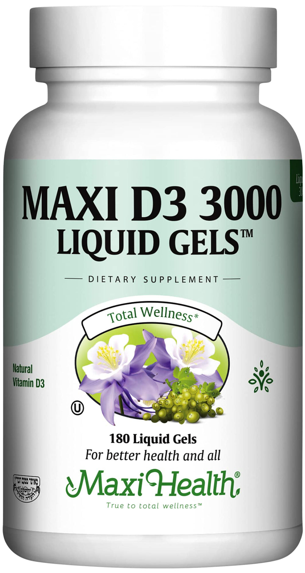 Maxi Health Vitamin D3 3000IU bottle with label