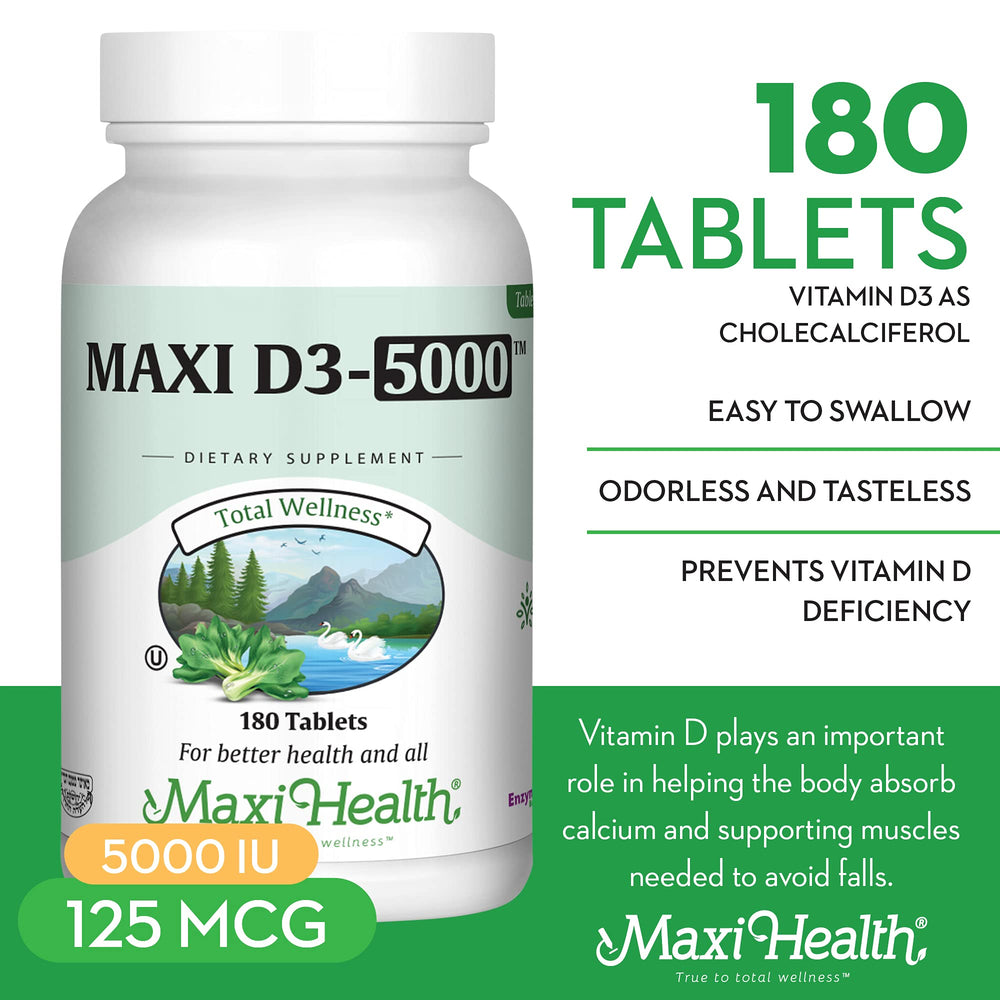 Dosage information for Maxi Health Vitamin D3 5000 IU