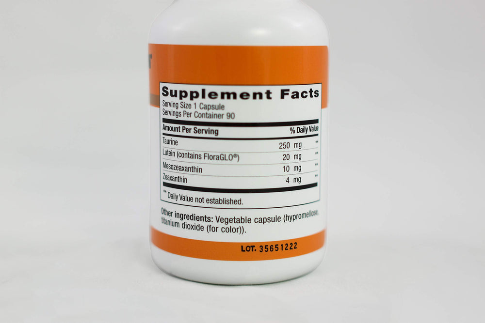 Illustration of mesozeaxanthin, lutein, and zeaxanthin ingredients