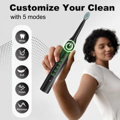 MAXWISDOM electric toothbrush in black, side view