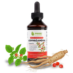 Front view of Maxx Herb Ashwagandha Extract 4 oz bottle