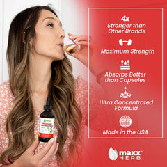 Dropper dispensing Maxx Herb Ashwagandha Extract liquid