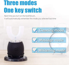 Angled view showing U-shaped design of Maybuy toothbrush