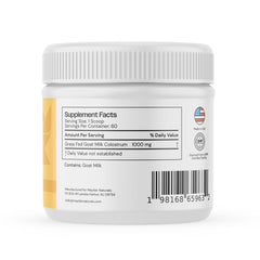 Nutrition facts label for Mayfair Naturals Colostrum Powder