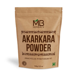 MB Herbals Akarkara Powder 100g – Anacyclus pyrethrum root powder, front view