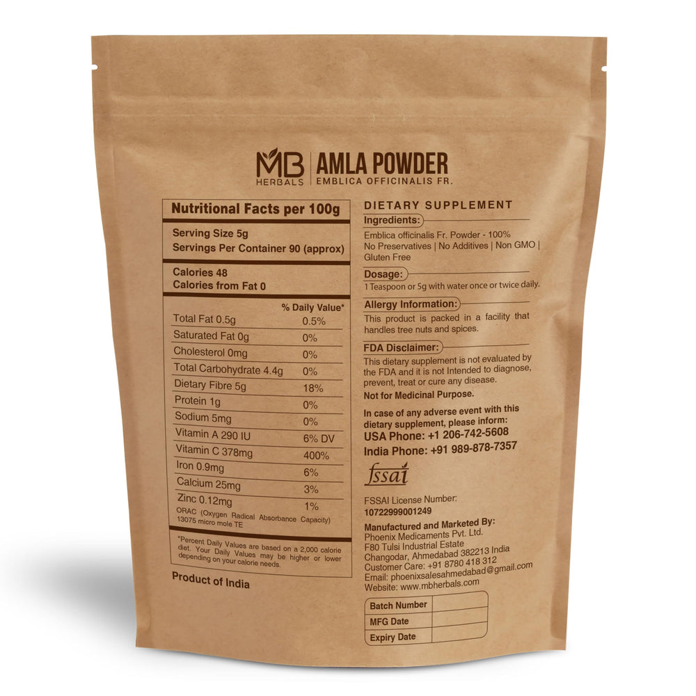 Close-up of MB Herbals Amla Powder made from wild Amla berry pulp with no seeds